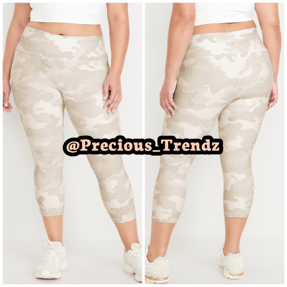 Old Navy High-Waisted PowerSoft Crop Leggings Plus Size XXL “Salt Camo”